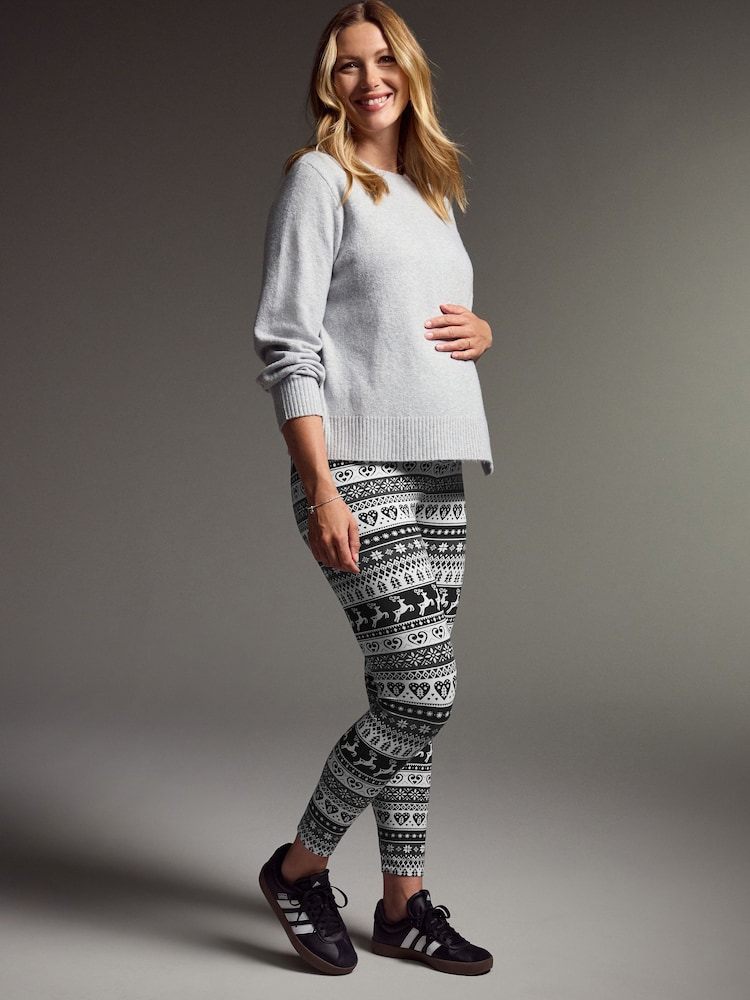 Black Maternity Christmas Leggings - Image 2 of 9