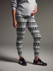 Black Maternity Christmas Leggings - Image 3 of 9