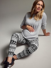 Black Maternity Christmas Leggings - Image 6 of 9