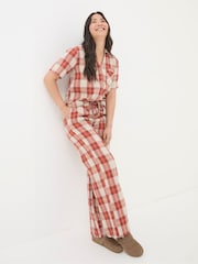 FatFace Lola Red Multi Check Pyjama Bottoms - Image 1 of 4