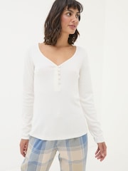 FatFace Lila Ivory Henley Pyjama Top - Image 3 of 7