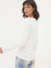 FatFace Lila Ivory Henley Pyjama Top - Image 4 of 7