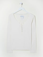 FatFace Lila Ivory Henley Pyjama Top - Image 7 of 7