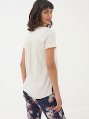 FatFace Felicity Natural Felicity Pyjama Top - Image 2 of 5