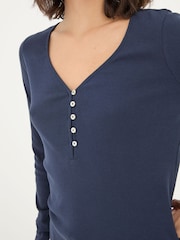 FatFace Lila Navy Henley Pyjama Top - Image 4 of 5