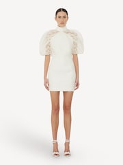 Rotate White Mini Lace Plissé Dress - Image 1 of 5
