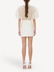 Rotate White Mini Lace Plissé Dress - Image 2 of 5