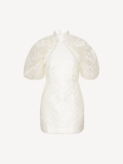 Rotate White Mini Lace Plissé Dress - Image 4 of 5