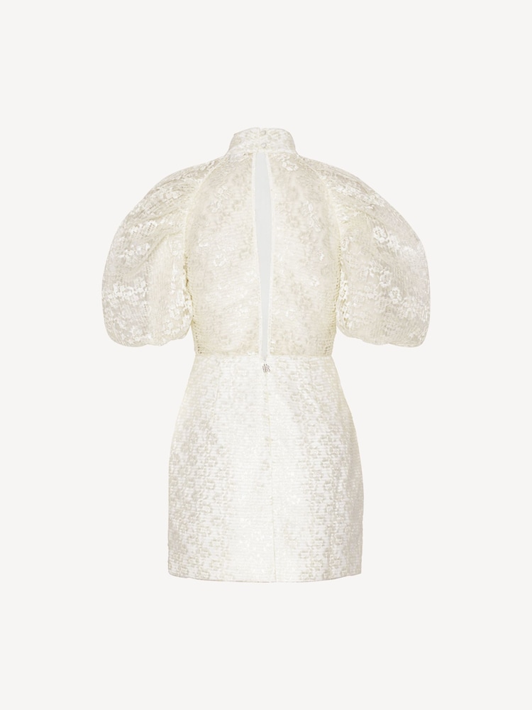 Rotate White Mini Lace Plissé Dress - Image 5 of 5