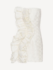 Rotate White Mini Lace Plisse Ruffle Dress - Image 4 of 5