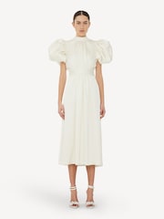 Rotate White Puff Sleeve Midi Dress - Image 1 of 5