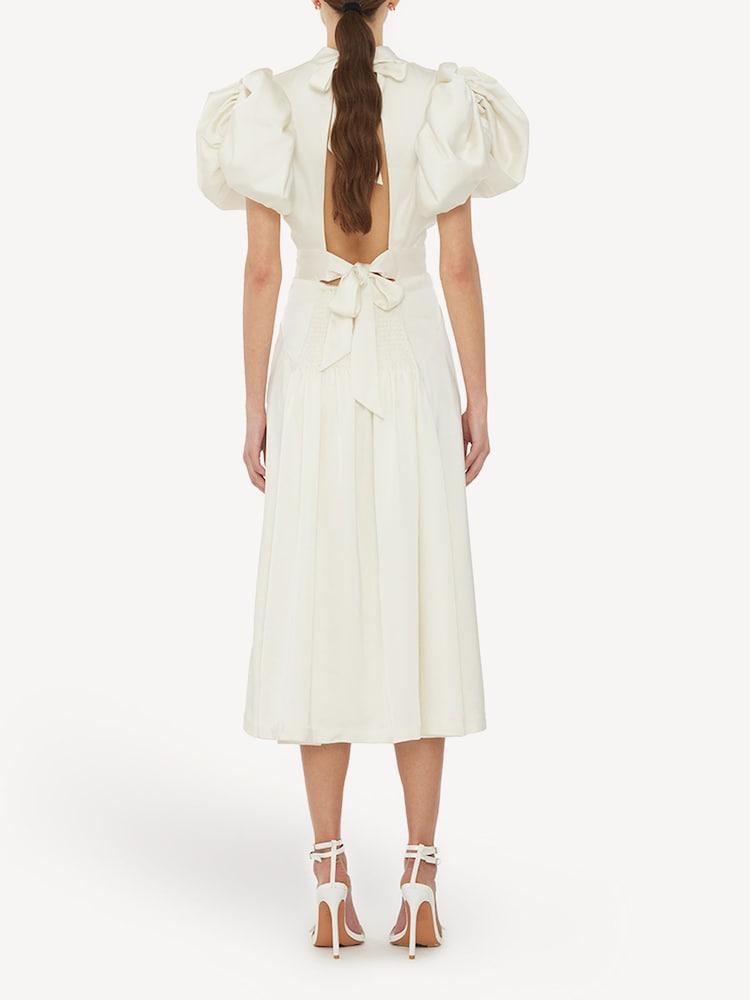 Rotate White Puff Sleeve Midi Dress - Image 2 of 5