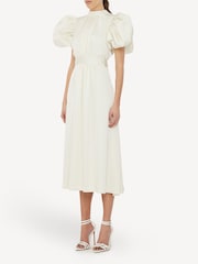 Rotate White Puff Sleeve Midi Dress - Image 3 of 5