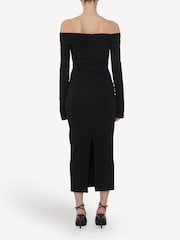 Rotate Black Off Shoulder Jersey Midi Dress - Image 2 of 5