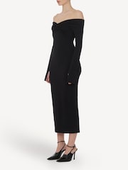 Rotate Black Off Shoulder Jersey Midi Dress - Image 3 of 5