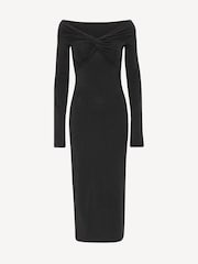 Rotate Black Off Shoulder Jersey Midi Dress - Image 4 of 5