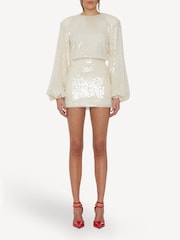 Rotate White Sequins Mini Dress - Image 1 of 6