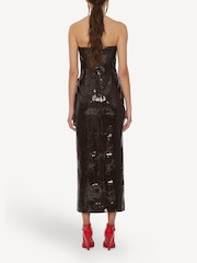 Rotate Brown Sequin Lapel Midi Dress - Image 2 of 6