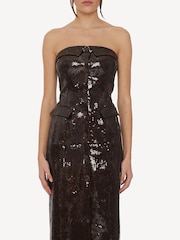Rotate Brown Sequin Lapel Midi Dress - Image 4 of 6