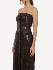 Rotate Brown Sequin Lapel Midi Dress - Image 5 of 6