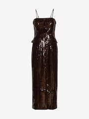 Rotate Brown Sequin Lapel Midi Dress - Image 6 of 6