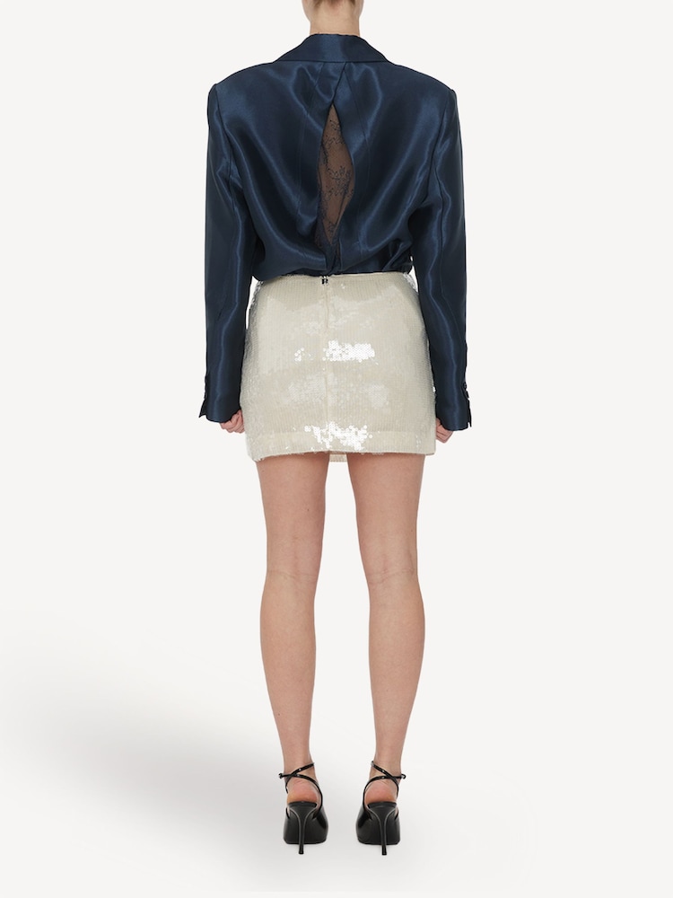 Rotate White Mini Sequins Skirt - Image 2 of 6