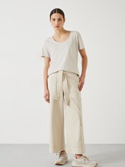 Hush Cream Hari Scoop Neck 100% Cotton Slub T-Shirt - Image 2 of 5