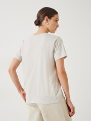 Hush Cream Hari Scoop Neck 100% Cotton Slub T-Shirt - Image 3 of 5