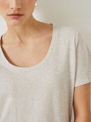 Hush Cream Hari Scoop Neck 100% Cotton Slub T-Shirt - Image 4 of 5