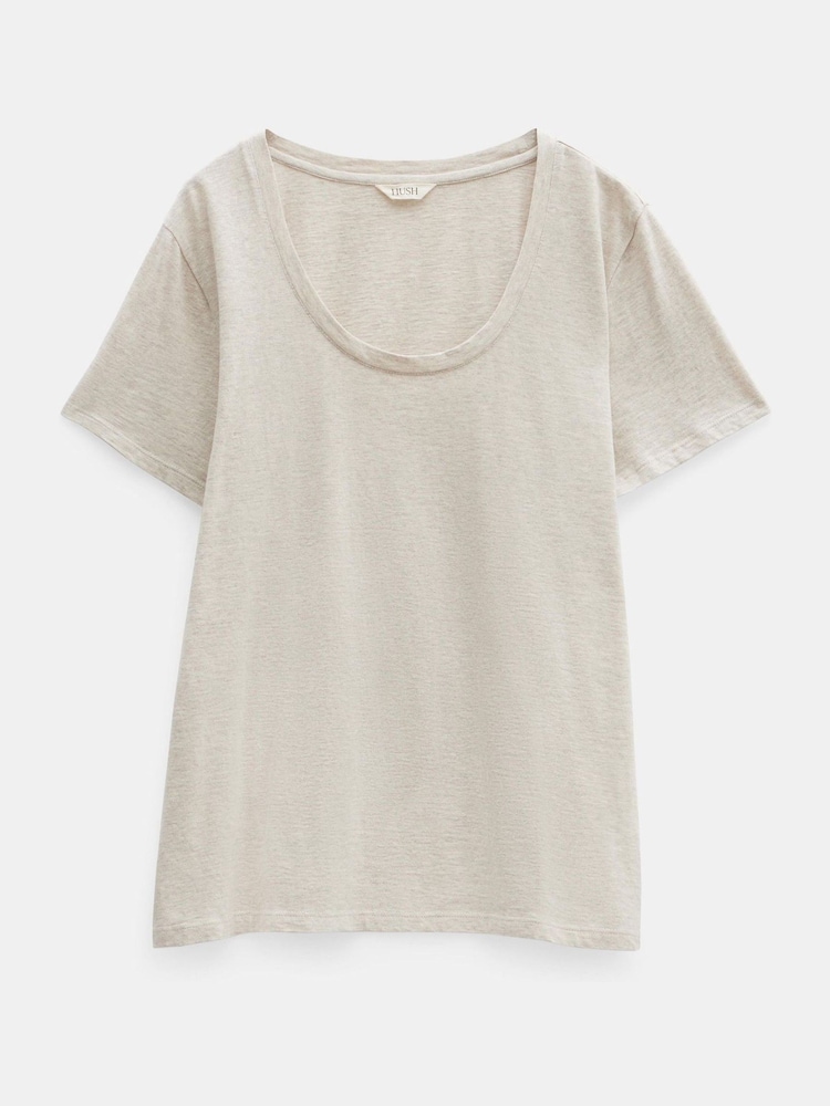 Hush Cream Hari Scoop Neck 100% Cotton Slub T-Shirt - Image 5 of 5