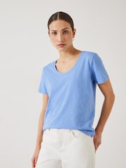 Azul claro - Hush Hari Scoop Neck Slub T-Shirt - Imagen 1 de 5