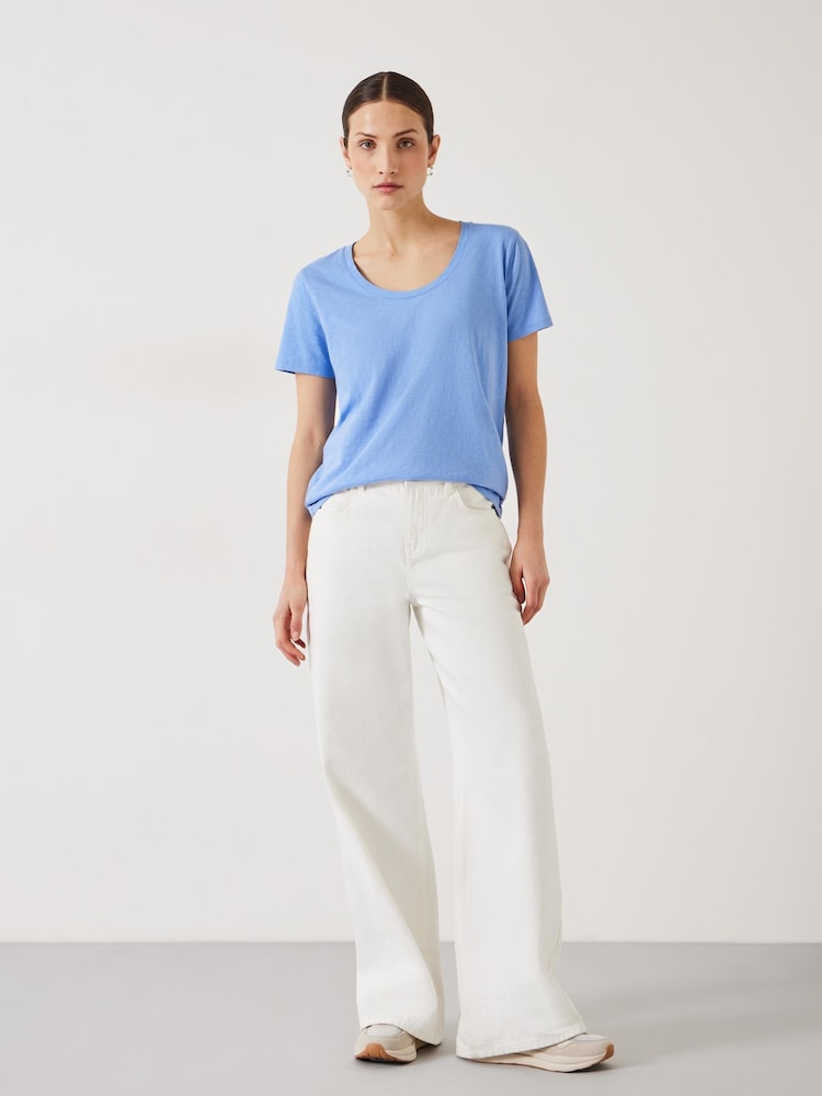 Azul claro - Hush Hari Scoop Neck Slub T-Shirt - Imagen 2 de 5