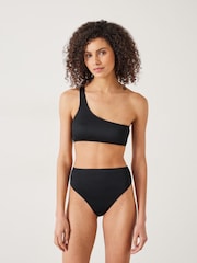 Hush Black Olivia One Shoulder Rib Bikini Top - Image 1 of 5