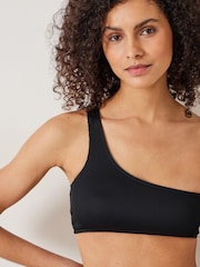 Hush Black Olivia One Shoulder Rib Bikini Top - Image 4 of 5