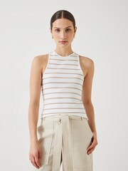 Hush White Ines Striped Ribbed Vest - Image 1 of 5