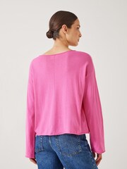 Hush Pink Aarani Open Neck Linen Blend Crew Top - Image 3 of 5