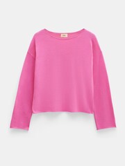 Hush Pink Aarani Open Neck Linen Blend Crew Top - Image 5 of 5