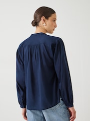Hush Blue Lhea Gather Detail Oversized Blouse - Image 3 of 5