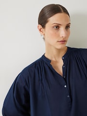 Hush Blue Lhea Gather Detail Oversized Blouse - Image 4 of 5