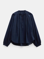 Hush Blue Lhea Gather Detail Oversized Blouse - Image 5 of 5