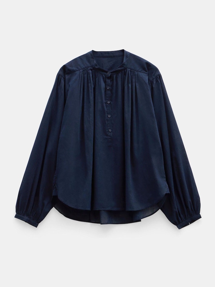 Hush Blue Lhea Gather Detail Oversized Blouse - Image 5 of 5