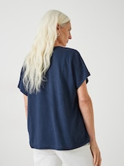 Hush Danny Linen Blend Deep V-Neck T-Shirt - Bild 3 von 5