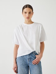 Hush White Tamsen Tuck Detail Slub 100% Cotton T-Shirt - Image 1 of 5
