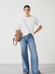 Hush White Tamsen Tuck Detail Slub 100% Cotton T-Shirt - Image 2 of 5