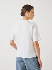 Hush White Tamsen Tuck Detail Slub 100% Cotton T-Shirt - Image 3 of 5