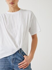 Hush White Tamsen Tuck Detail Slub 100% Cotton T-Shirt - Image 4 of 5