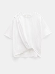Hush White Tamsen Tuck Detail Slub 100% Cotton T-Shirt - Image 5 of 5