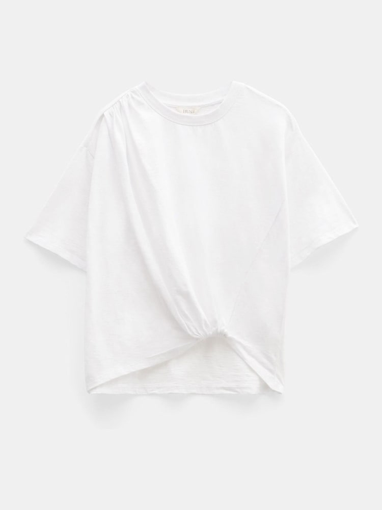 Hush White Tamsen Tuck Detail Slub 100% Cotton T-Shirt - Image 5 of 5