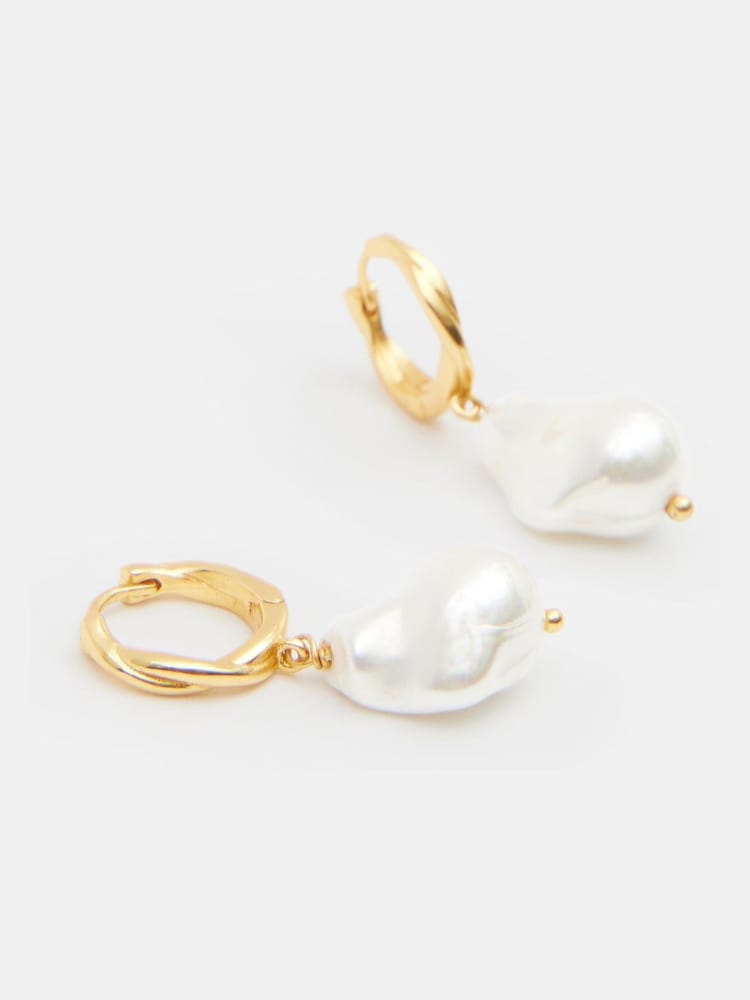 Hush Gold Tone Baroque Pearl Drop Earrings - Image 2 of 3