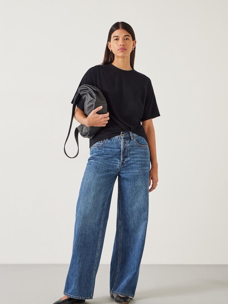 Hush Black Tamsen Tuck Detail Slub 100% Cotton T-Shirt - Image 2 of 5